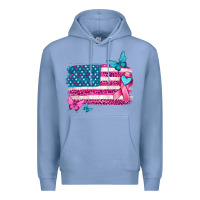 Colony Blue American flag breast cancer with ribbon Premium Hoodie - texasbilliewilder