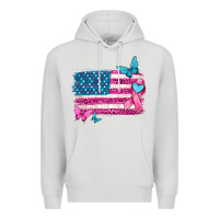 Dove Grey American flag breast cancer with ribbon Premium Hoodie - texasbilliewilder