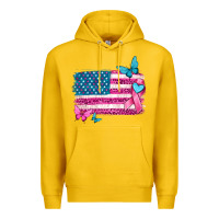Lemon American flag breast cancer with ribbon Premium Hoodie - texasbilliewilder