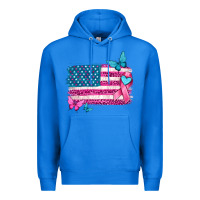 True Royal American flag breast cancer with ribbon Premium Hoodie - texasbilliewilder