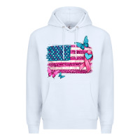 White American flag breast cancer with ribbon Premium Hoodie - texasbilliewilder