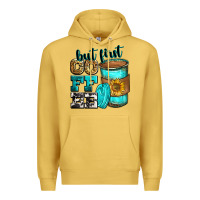 Antique Gold but first coffee Premium Hoodie - Zillion Design Studio