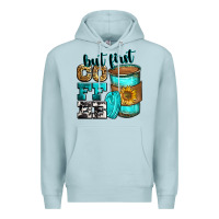 Blue Mist but first coffee Premium Hoodie - Zillion Design Studio