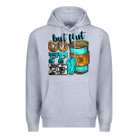 Heather Grey but first coffee Premium Hoodie - Zillion Design Studio