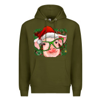 Army Green christmas pig Premium Hoodie - RanaPortraitStore