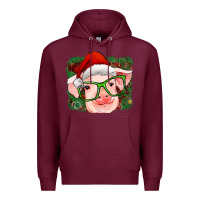 Burgundy christmas pig Premium Hoodie - RanaPortraitStore