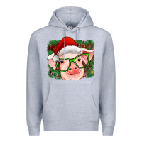 Heather Grey christmas pig Premium Hoodie - RanaPortraitStore