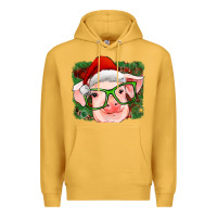 Mustard christmas pig Premium Hoodie - RanaPortraitStore