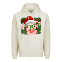 Oatmeal Heather christmas pig Premium Hoodie - RanaPortraitStore