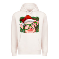 Pale Pink christmas pig Premium Hoodie - RanaPortraitStore