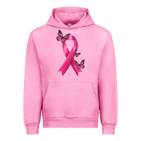 Fuchsia Pink Breast Cancer Ribbon with Butterfly Urban Hoodie - texasbilliewilder