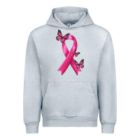 Heather Grey Breast Cancer Ribbon with Butterfly Urban Hoodie - texasbilliewilder