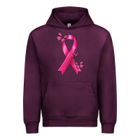Mauve Wine Breast Cancer Ribbon with Butterfly Urban Hoodie - texasbilliewilder