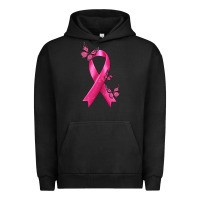 Pigment Black Breast Cancer Ribbon with Butterfly Urban Hoodie - texasbilliewilder