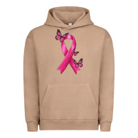 Pigment Burro Breast Cancer Ribbon with Butterfly Urban Hoodie - texasbilliewilder