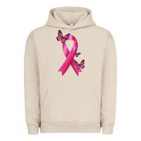 Pigment French Oak Breast Cancer Ribbon with Butterfly Urban Hoodie - texasbilliewilder