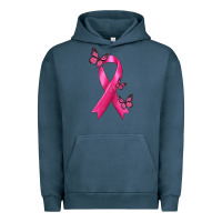 Pigment Midnight Navy Breast Cancer Ribbon with Butterfly Urban Hoodie - texasbilliewilder