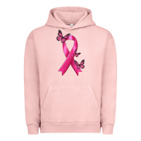 Pigment Salmon Breast Cancer Ribbon with Butterfly Urban Hoodie - texasbilliewilder