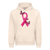 Sandshell Breast Cancer Ribbon with Butterfly Urban Hoodie - texasbilliewilder