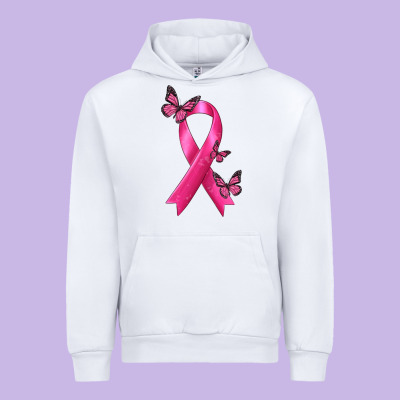 Breast Cancer Ribbon With Butterfly Urban Hoodie Designed By Texasbilliewilder