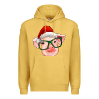 Antique Gold christmas pig with santa claus hat Premium Hoodie - RanaPortraitStore