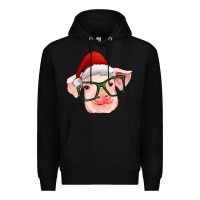 Black christmas pig with santa claus hat Premium Hoodie - RanaPortraitStore