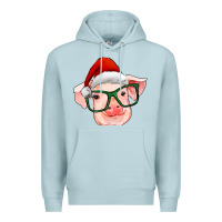 Blue Mist christmas pig with santa claus hat Premium Hoodie - RanaPortraitStore