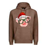 Chestnut christmas pig with santa claus hat Premium Hoodie - RanaPortraitStore