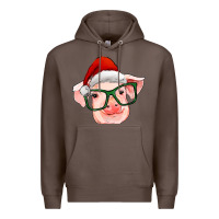 Coffee christmas pig with santa claus hat Premium Hoodie - RanaPortraitStore
