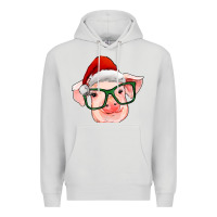 Christmas Pig With Santa Claus Hat Premium Hoodie | Teevron