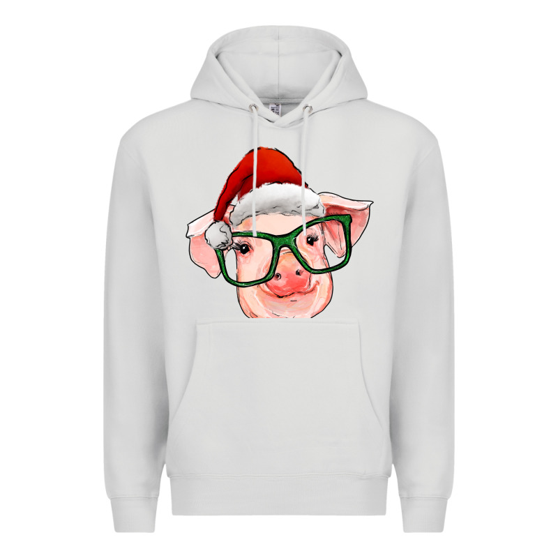 Christmas Pig With Santa Claus Hat Premium Hoodie by RanaPortraitStore | Teevron