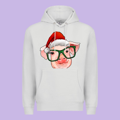 Christmas Pig With Santa Claus Hat Premium Hoodie Designed By Ranaportraitstore