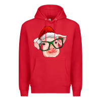 Red christmas pig with santa claus hat Premium Hoodie - RanaPortraitStore