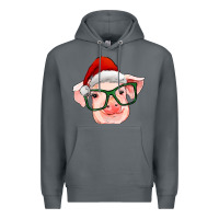 Rock christmas pig with santa claus hat Premium Hoodie - RanaPortraitStore
