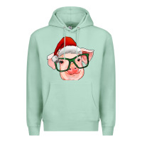 Seafoam christmas pig with santa claus hat Premium Hoodie - RanaPortraitStore