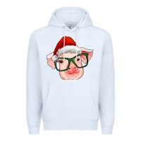 White christmas pig with santa claus hat Premium Hoodie - RanaPortraitStore