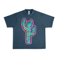 Midnight Navy Western Turquoise Cactus Urban Heavy Tee - RanaPortraitStore