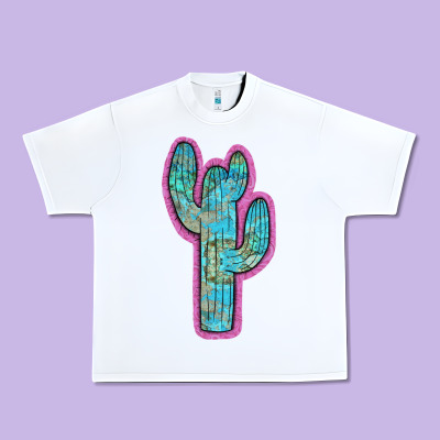 Western Turquoise Cactus Urban Heavy Tee Designed By Ranaportraitstore