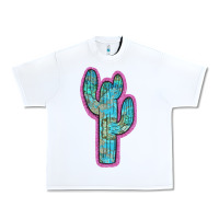 White Western Turquoise Cactus Urban Heavy Tee - RanaPortraitStore