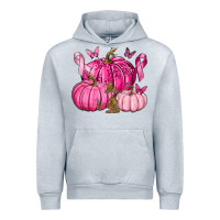 Heather Grey Breast Cancer We Wear Pink with Pumpkin and Ribbon Urban Hoodie - texasbilliewilder