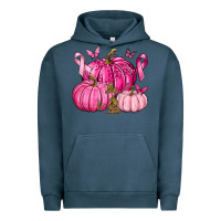 Pigment Midnight Navy Breast Cancer We Wear Pink with Pumpkin and Ribbon Urban Hoodie - texasbilliewilder