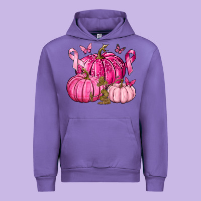 Breast Cancer We Wear Pink With Pumpkin And Ribbon Urban Hoodie Designed By Texasbilliewilder