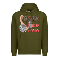 Army Green brain cancer warrior Premium Hoodie - texasbilliewilder