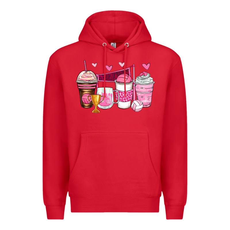 Volleyball Coffee Cups Premium Hoodie by Zillion Design Studio | Teevron