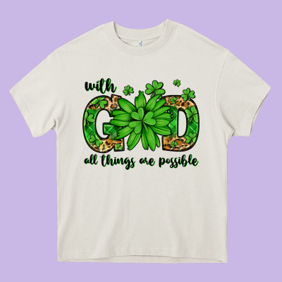 With God All Things Are Possible St. Patrick's Day Heavy Core Tee Designed By Lillyallendesigns