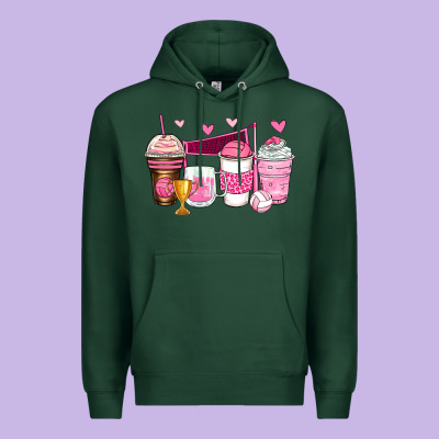 Volleyball Coffee Cups Premium Hoodie Designed By Zillion Design Studio