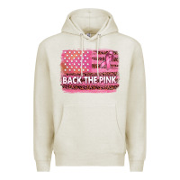 Oatmeal Heather Back The Pink American Flag Premium Hoodie - texasbilliewilder