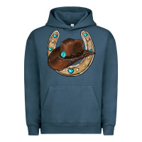 Pigment Midnight Navy horseshoe cowboy hat Urban Hoodie - RanaPortraitStore