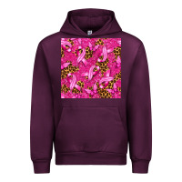 Mauve Wine Breast Cancer with Ribbon and Butterfly Urban Hoodie - texasbilliewilder