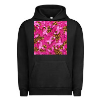 Pigment Black Breast Cancer with Ribbon and Butterfly Urban Hoodie - texasbilliewilder
